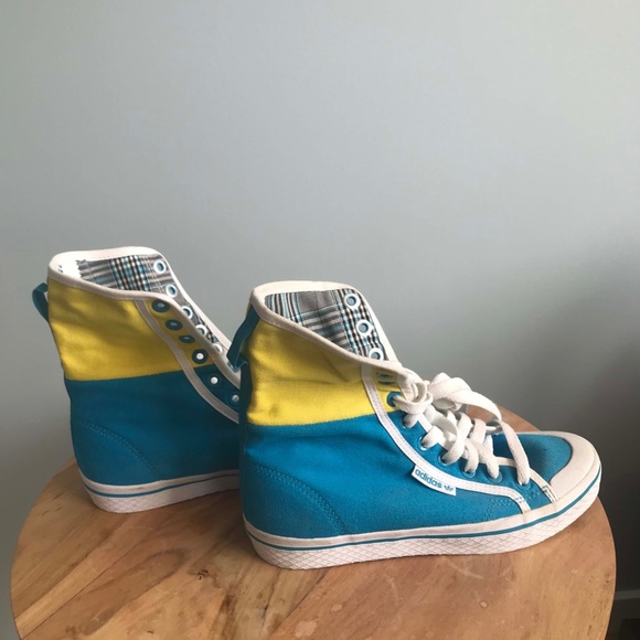 Rare Adidas Honey Blue and Yellow Women's high tops - Picture 2 of 4